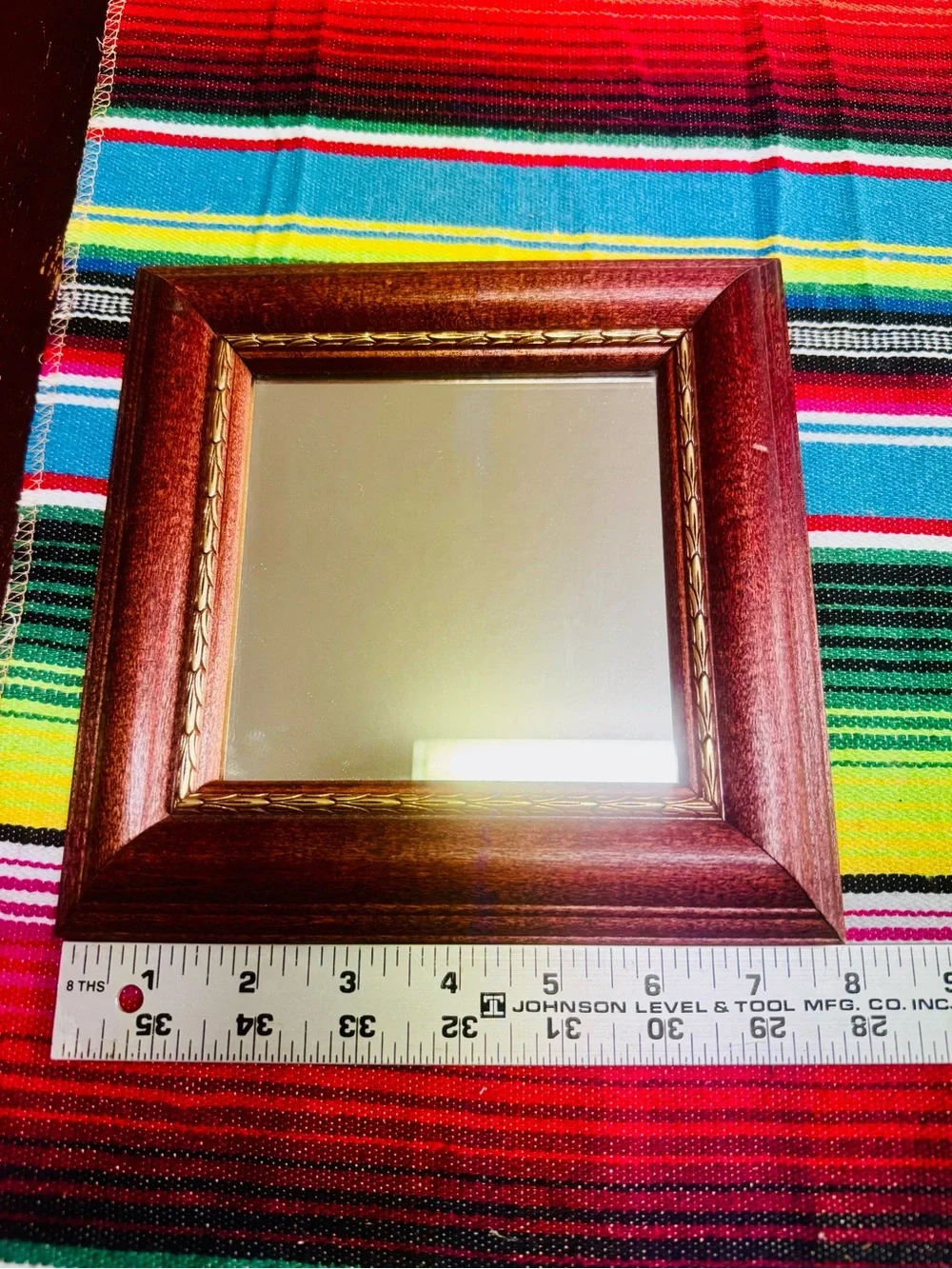 Framed Wall Mirror Set in Green and Brown — Unbranded